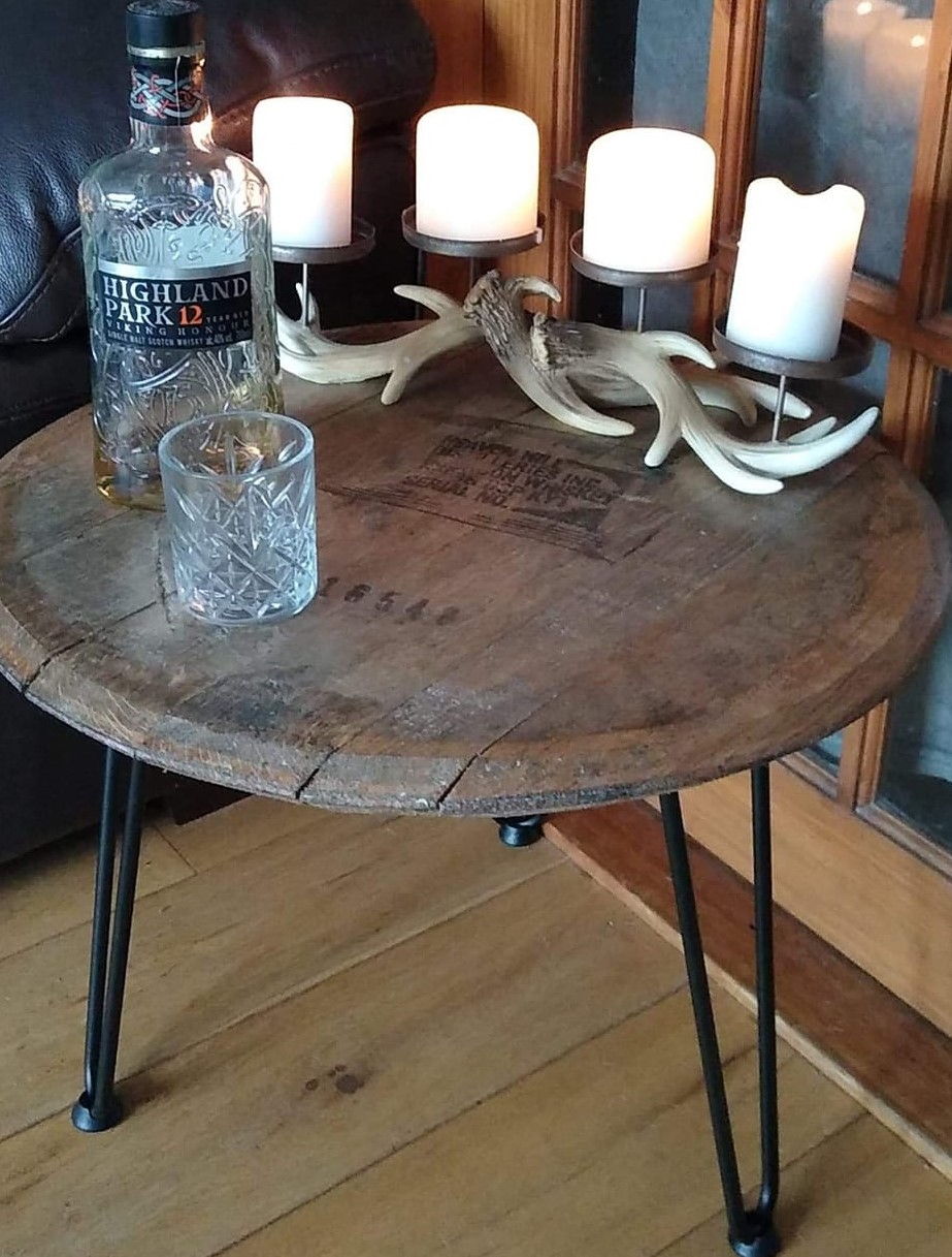 Whisky Barrel Lid Side Table